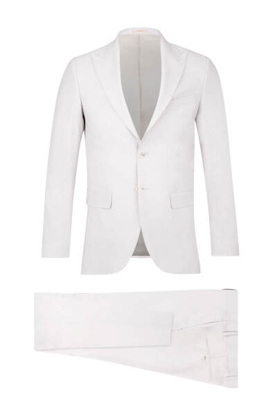 Gri Slim Fit Sivri Yaka Klasik Takım Elbise - 1