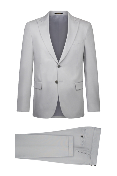 Gri Slim Fit Sivri Yaka Klasik Takım Elbise 