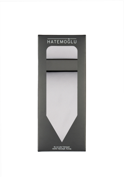 Su ve Leke Tutmayan 7 Cm Gri Kravat ve Mendil Seti - 5