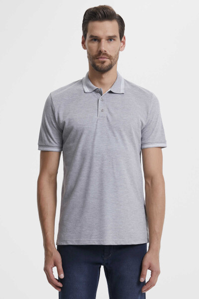 Gri Polo Yaka Basic Tişört - 1