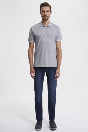 Gri Polo Yaka Basic Tişört - 5