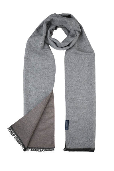 Gri - Vizon Çift Taraflı Atkı - 2