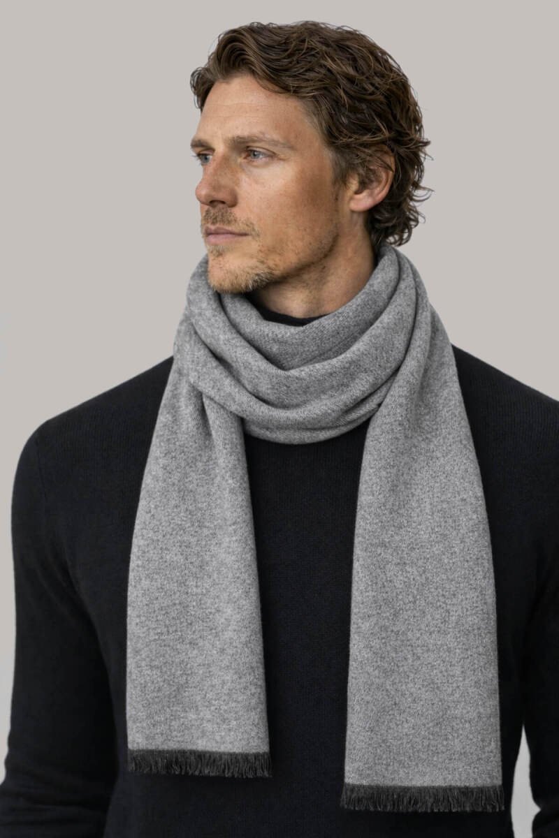 Gri - Vizon Çift Taraflı Atkı - Hatemoğlu