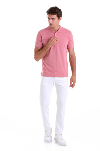 Pembe Comfort Fit 100% Pamuk Polo Yaka Tişört 
