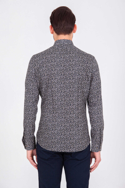 Haki Slim Fit Baskılı 100% Pamuk Uzun Kol Spor Gömlek - 8