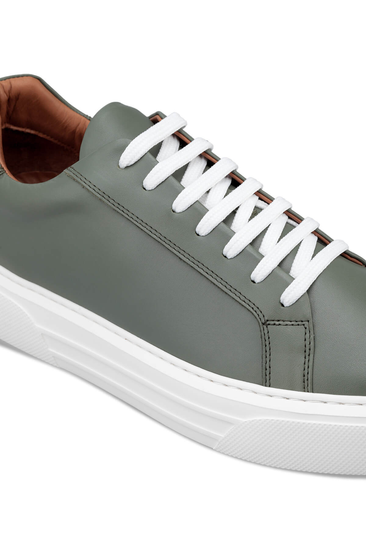 Haki Bağcıklı %100 Hakiki Deri Casual Ayakkabı - 4