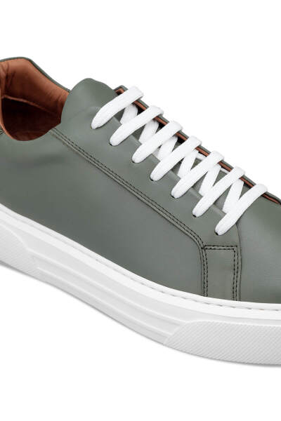 Haki Bağcıklı %100 Hakiki Deri Casual Ayakkabı - 4