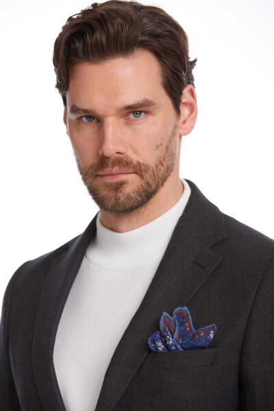 Haki Slim Fit Balıksırtı Desenli Mono Yaka Casual Yünlü Ceket - 7