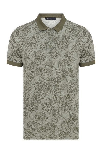 Haki Baskılı Polo Yaka Tişört - 1