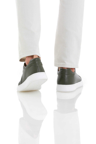 Haki Casual Bağcıklı Deri Sneakers - 5