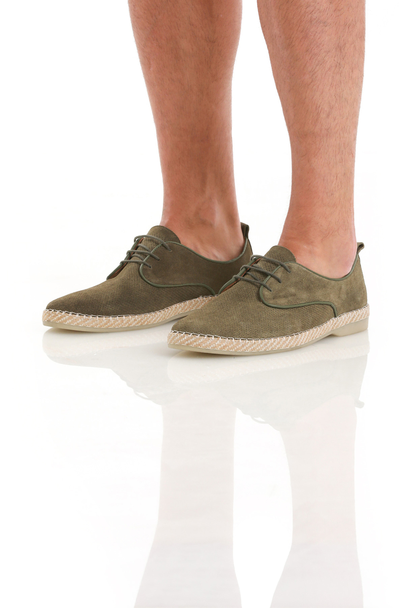Haki Casual Bağcıklı Süet Ayakkabı - HTML (1)