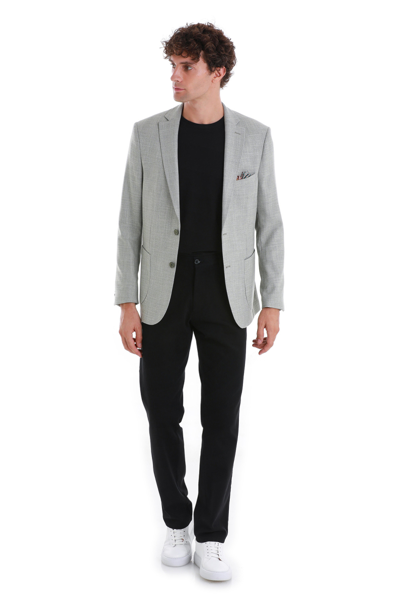 Haki Comfort Fit Mono Yaka Klasik Ceket - Hatem Saykı (1)