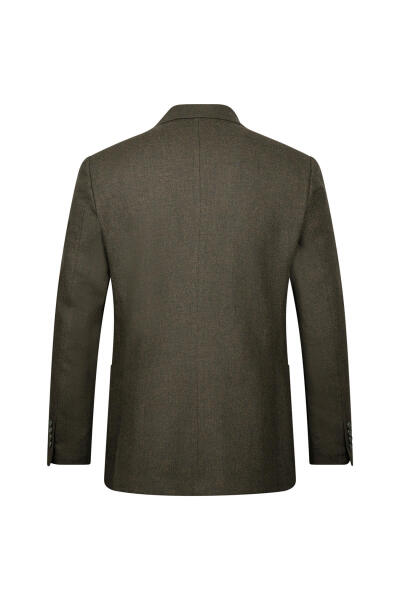 Haki Comfort Fit Mono Yaka Yünlü Klasik Ceket - 2