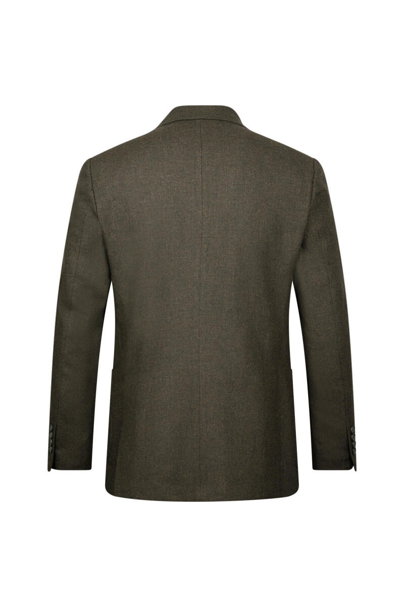 Haki Comfort Fit Mono Yaka Yünlü Klasik Ceket - HATEM SAYKI (1)