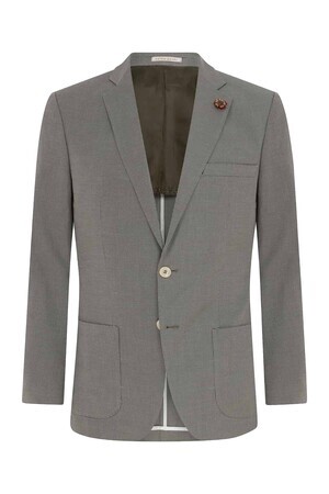 Haki Slim Fit Desenli Ceket - Thumbnail