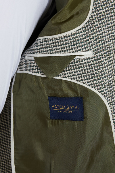 Haki Slim Fit Desenli Blazer Ceket - 8