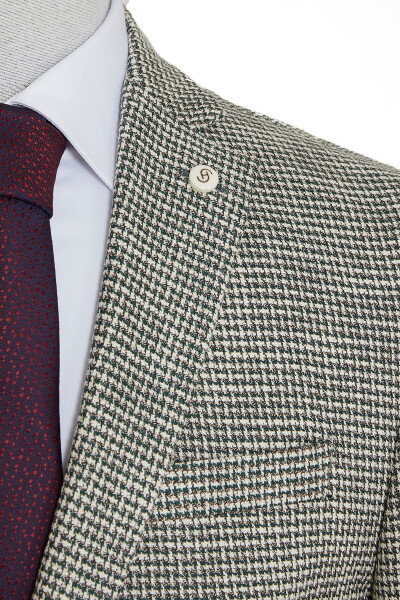 Haki Slim Fit Desenli Blazer Ceket - Thumbnail