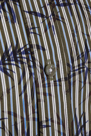 Haki Comfort Fit Baskılı 100% Pamuk Düğmeli Yaka Uzun Kollu Casual Gömlek - Thumbnail