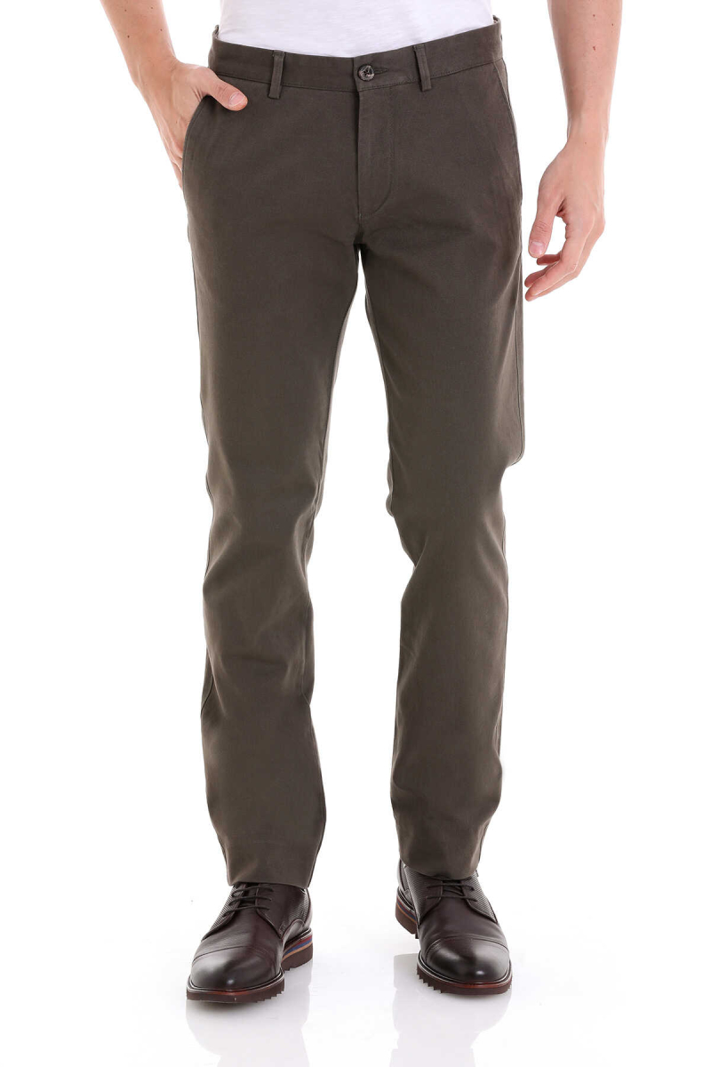 Haki Regular Fit Yandan Cepli Basic Kanvas Pantolon - Hatemoğlu (1)