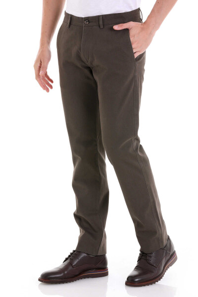 Haki Regular Fit Yandan Cepli Basic Kanvas Pantolon - 4