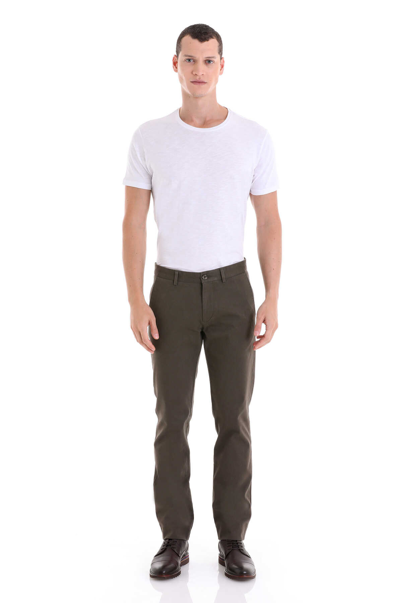 Haki Regular Fit Yandan Cepli Basic Kanvas Pantolon - Hatemoğlu