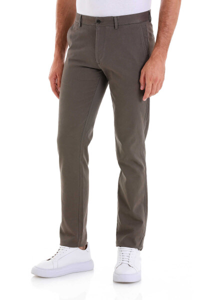 Haki Dinamik Fit Desenli Pamuklu Yandan Cep Kanvas Pantolon - 3