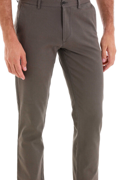 Haki Dinamik Fit Desenli Pamuklu Yandan Cep Kanvas Pantolon - 4