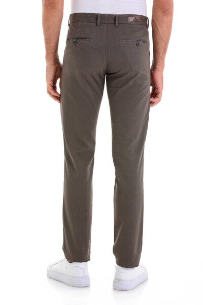 Haki Dinamik Fit Desenli Pamuklu Yandan Cep Kanvas Pantolon - 5