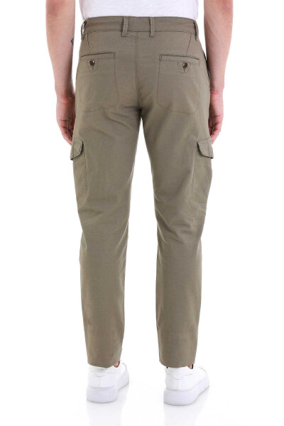 Haki Dinamik Fit Pamuklu Yandan Cepli Kanvas Pantolon - 5