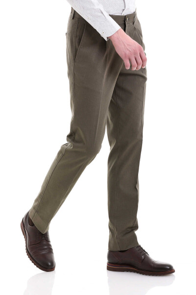 Haki Dinamik Fit Yandan Cepli Pamuklu Kanvas Pantolon - 4