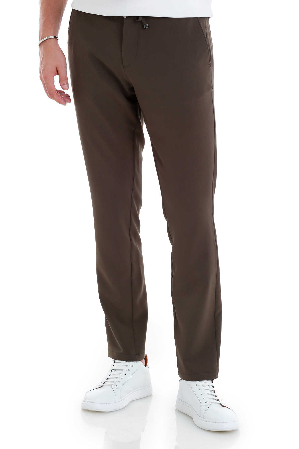 Haki Dinamik Fit Düz Yandan Cepli Jogger Pantolon - 1