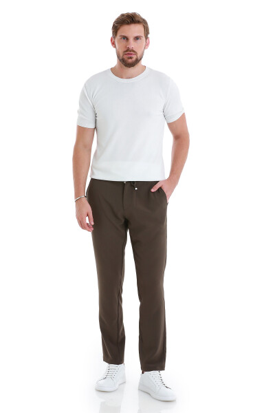 Haki Dinamik Fit Düz Yandan Cepli Jogger Pantolon - 2