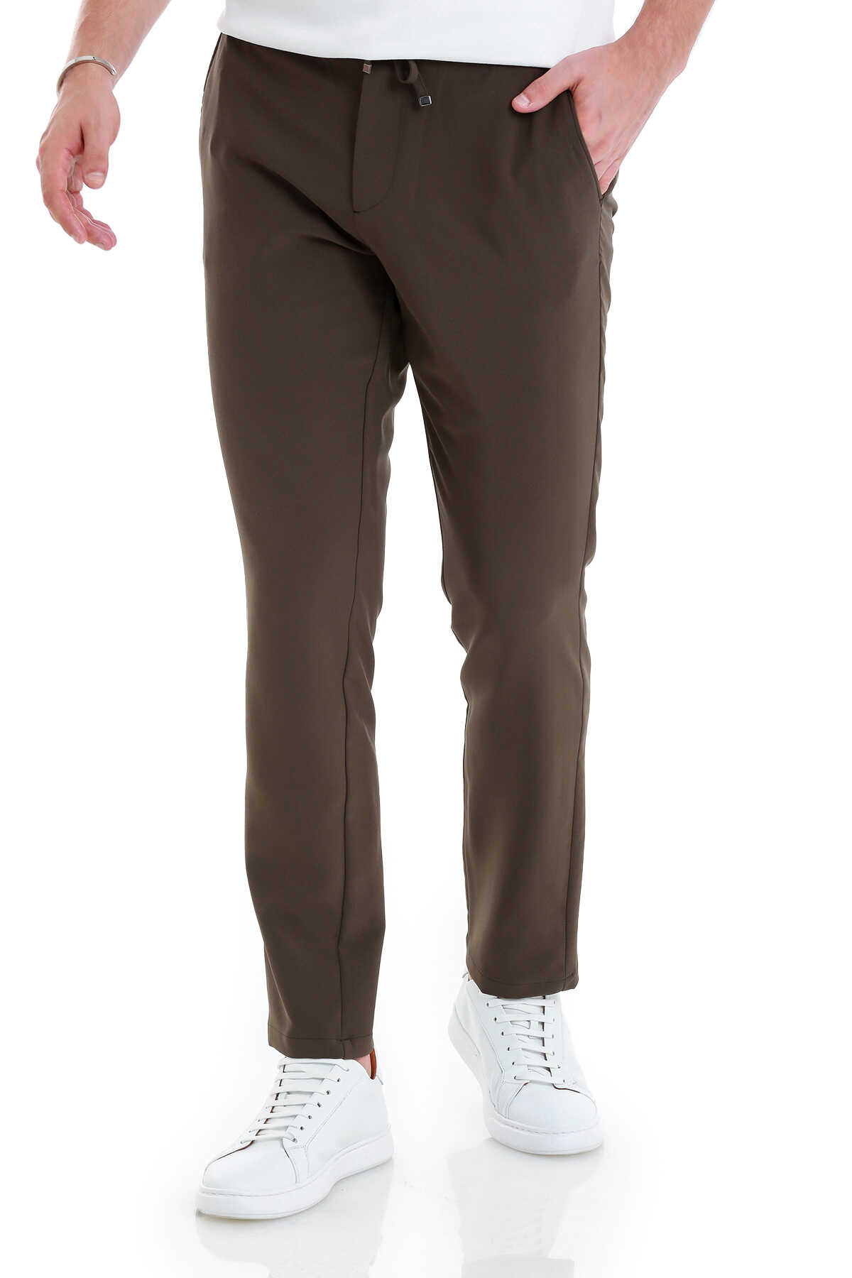 Haki Dinamik Fit Düz Yandan Cepli Jogger Pantolon - 3