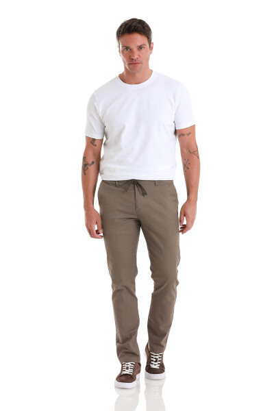Haki Dinamik Fit Düz Yandan Cepli Pamuklu Jogger Kanvas Pantolon - 2