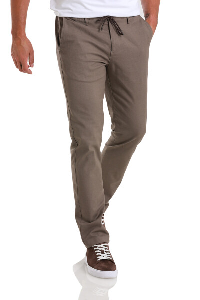 Haki Dinamik Fit Düz Yandan Cepli Pamuklu Jogger Kanvas Pantolon - 3