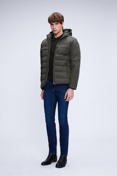 Haki Dinamik Fit Hakim Yaka Kapüşonlu Kaban - 2