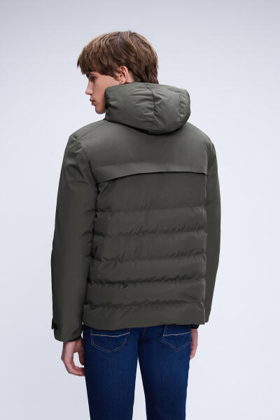 Haki Dinamik Fit Hakim Yaka Kapüşonlu Kaban - 5