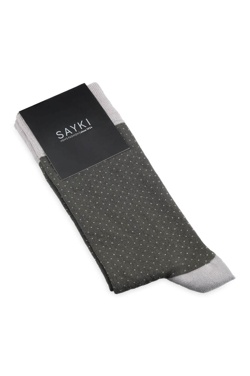 Haki Puantiyeli Pamuk Çorap - Saykı