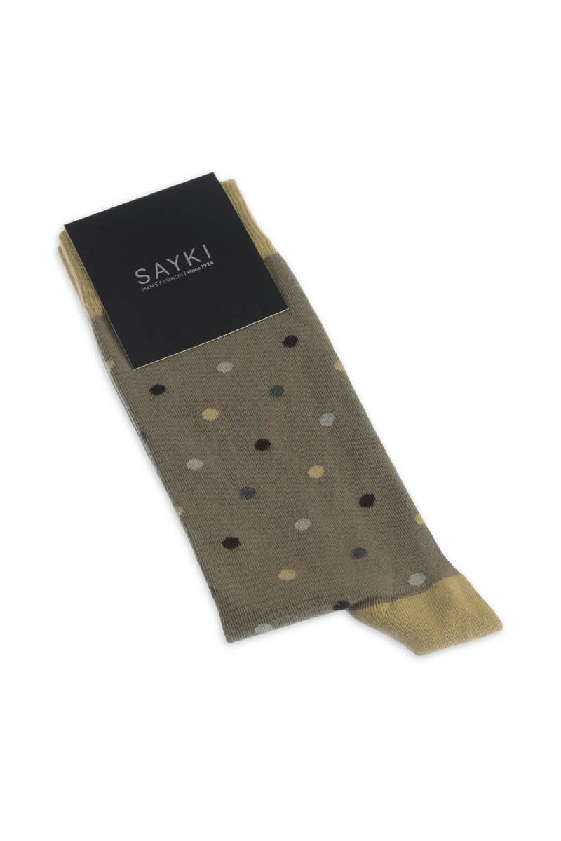 Haki Puantiyeli Pamuklu Soket Çorap - HATEM SAYKI