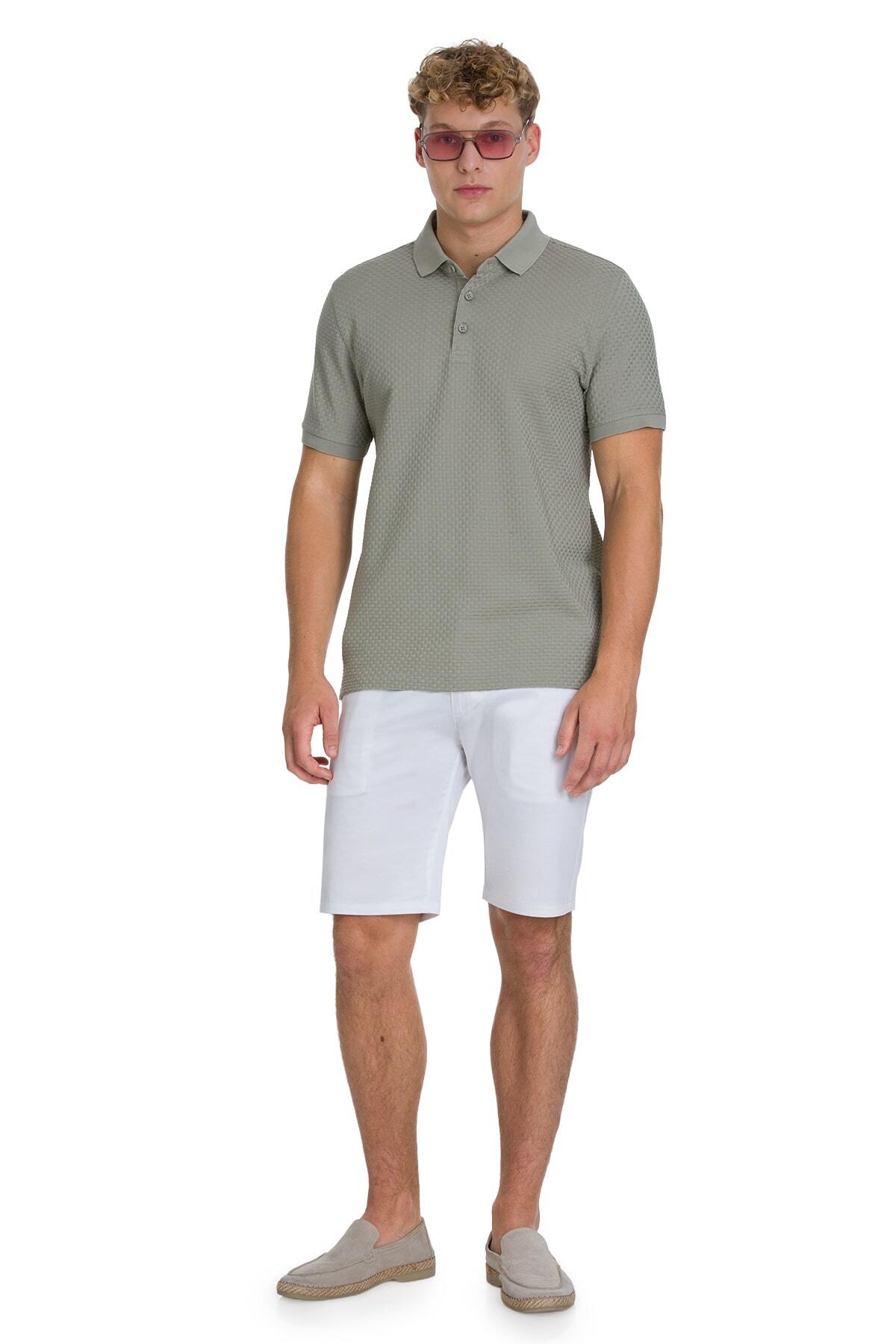 Haki Regular Fit 100% Pamuk Polo Yaka Merserize Tişört - 2