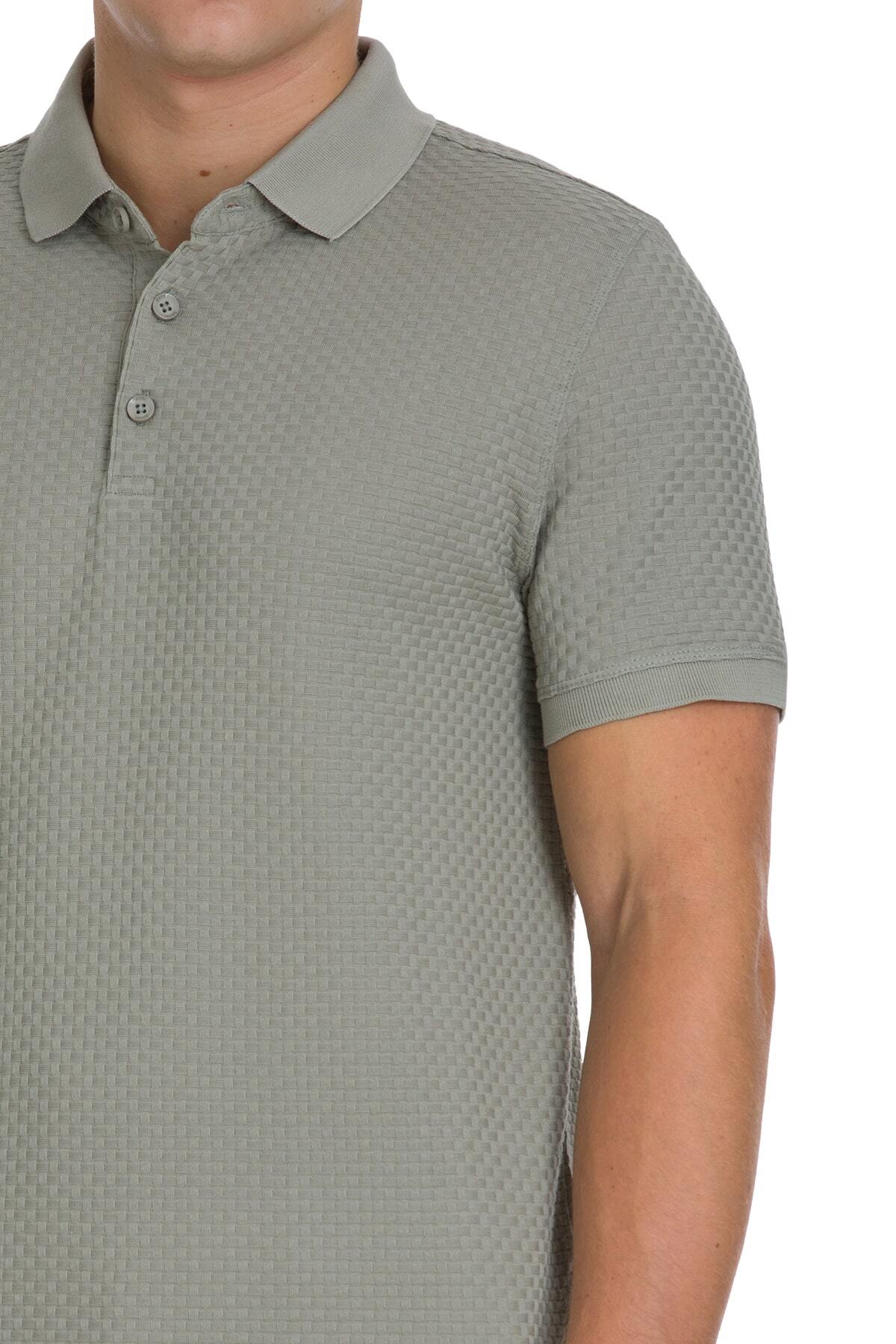 Haki Regular Fit 100% Pamuk Polo Yaka Merserize Tişört - 4