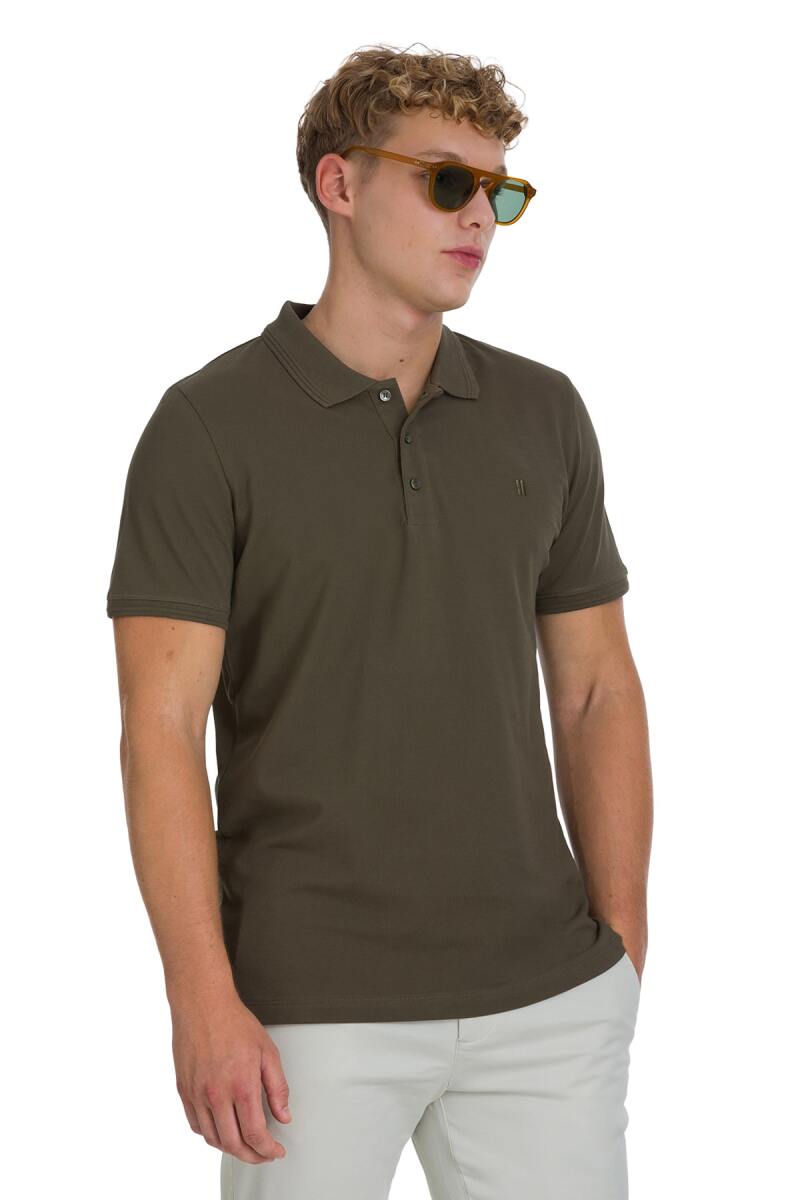 Haki Regular Fit 100% Pamuklu Polo Yaka Tişört - Hatemoğlu (1)