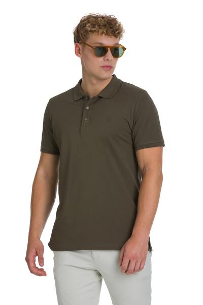 Haki Regular Fit 100% Pamuklu Polo Yaka Tişört 