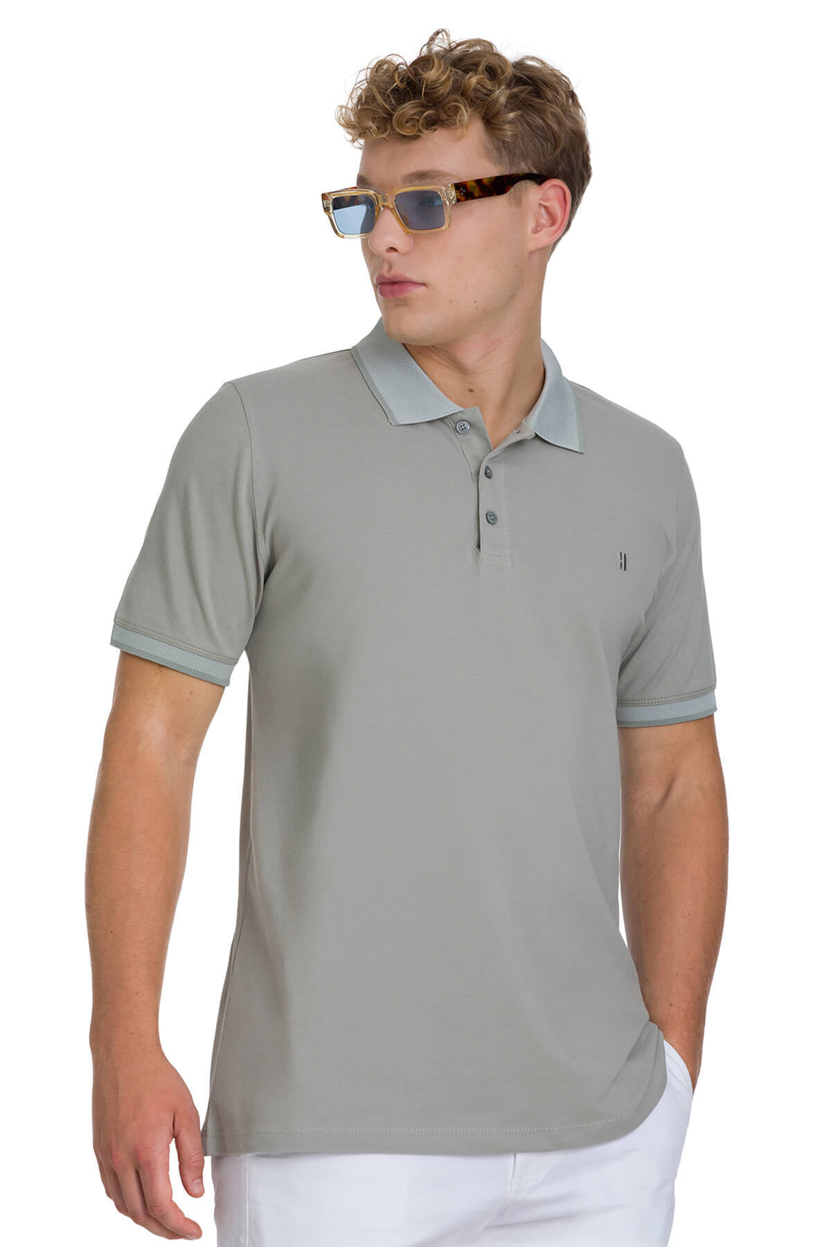 Haki Regular Fit 100% Pamuklu Polo Yaka Tişört - 1