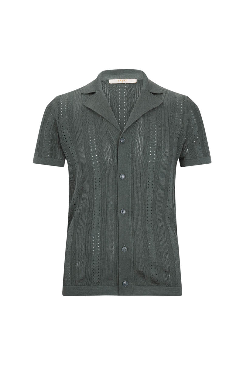 Haki Regular Fit Apaş Yaka Gömlek Tişört - Saykı