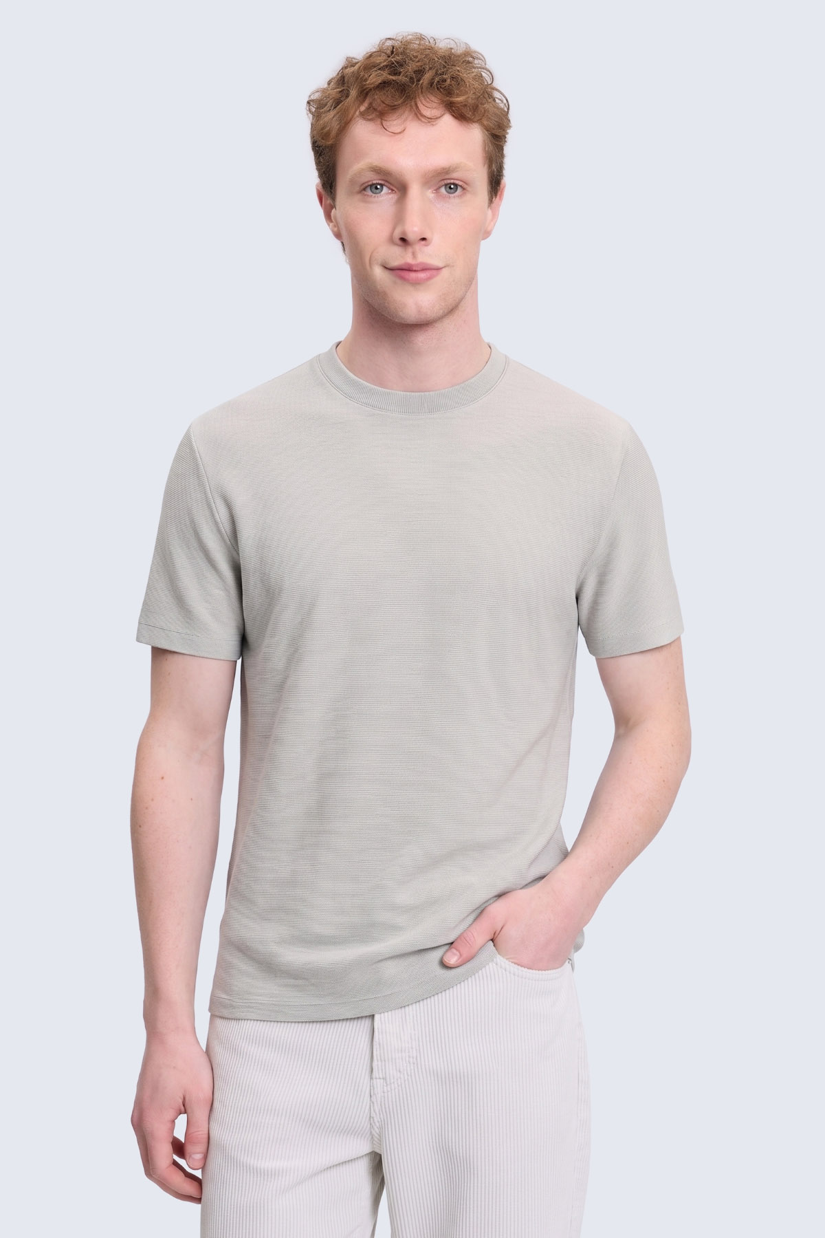 Haki Regular Fit Bisiklet Yaka Basic Tişört - 1