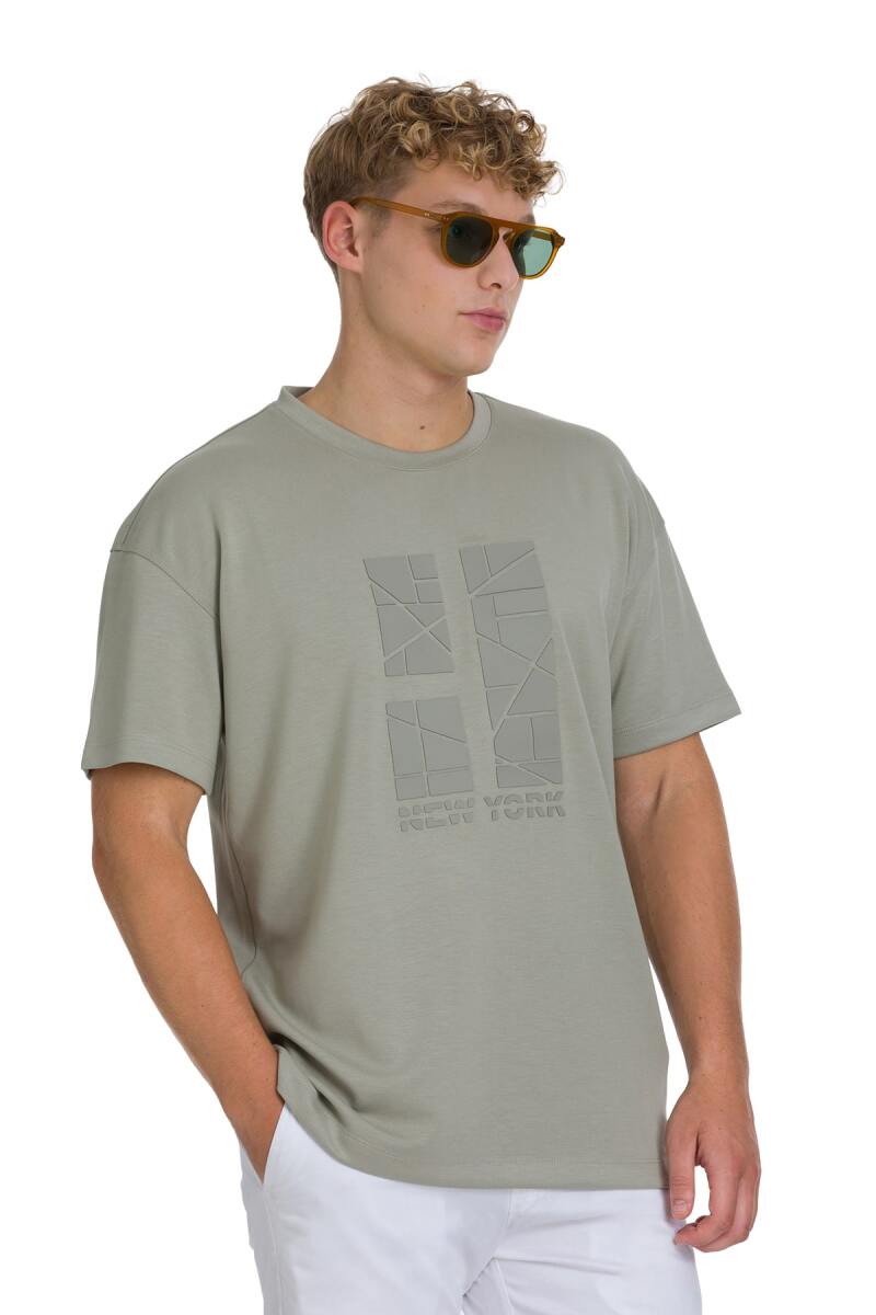 Haki Regular Fit Bisiklet Yaka Oversize Tişört - HTML