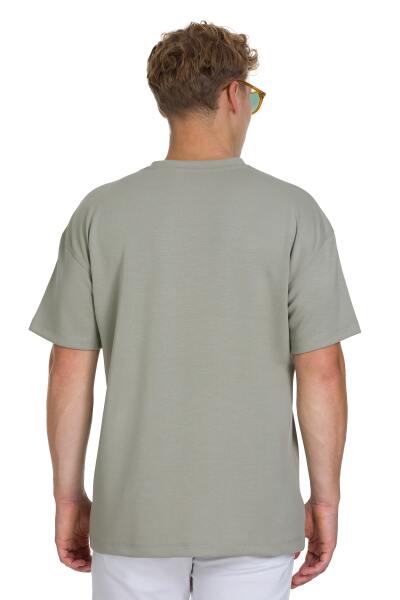 Haki Regular Fit Bisiklet Yaka Oversize Tişört - 5