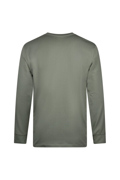 Haki Regular Fit Bisiklet Yaka Pamuklu Sweatshirt - 2