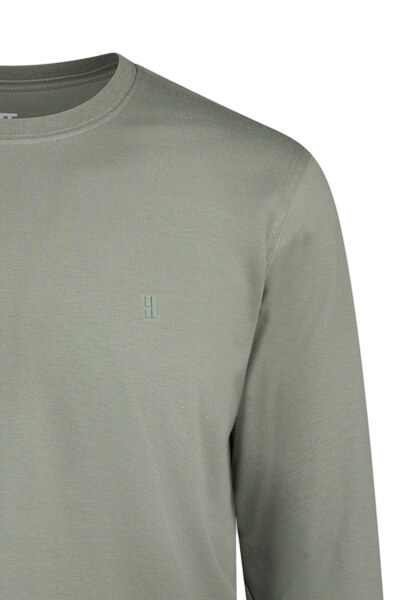 Haki Regular Fit Bisiklet Yaka Pamuklu Sweatshirt - 3